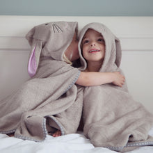Load image into Gallery viewer, bunny rabbit character hooded towel for toddler swimming bathtime